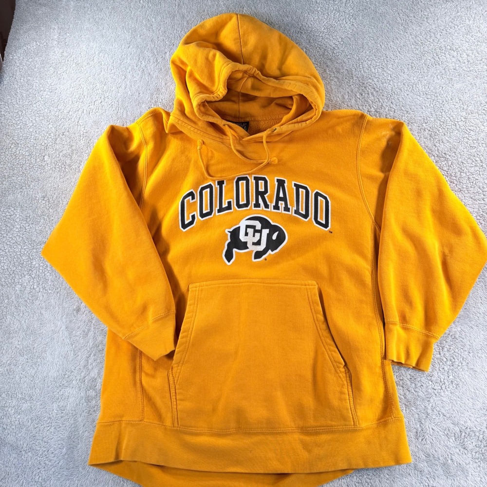 MV Sport Hoodie Mens Large Yellow Good Colorado Buffaloes Pro-Weave NCAA CU